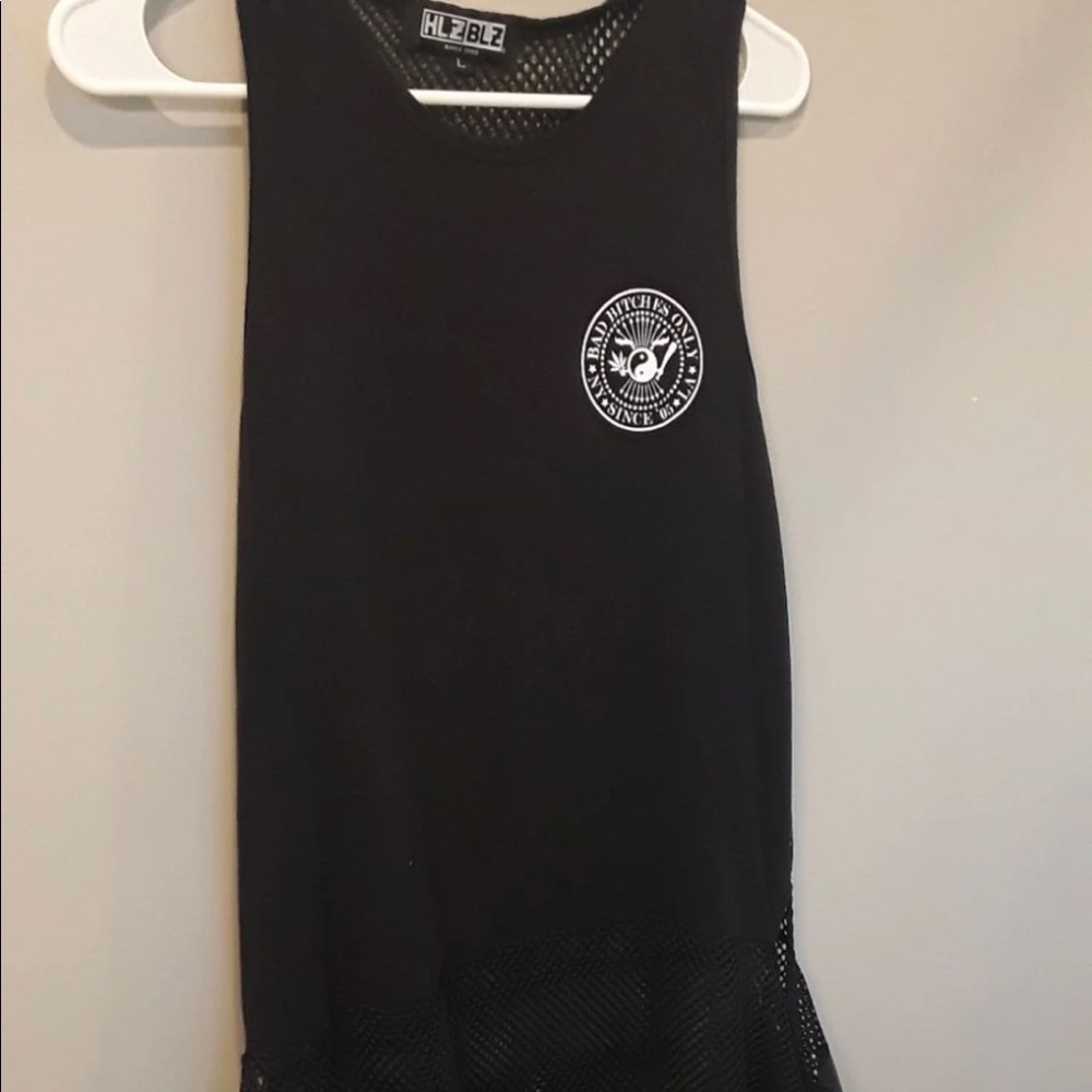 HLZBLZ mesh ruffle tank